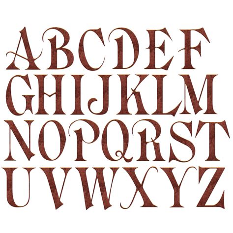 Old English Alphabet And Numbers Old Copper Lettering Clipart