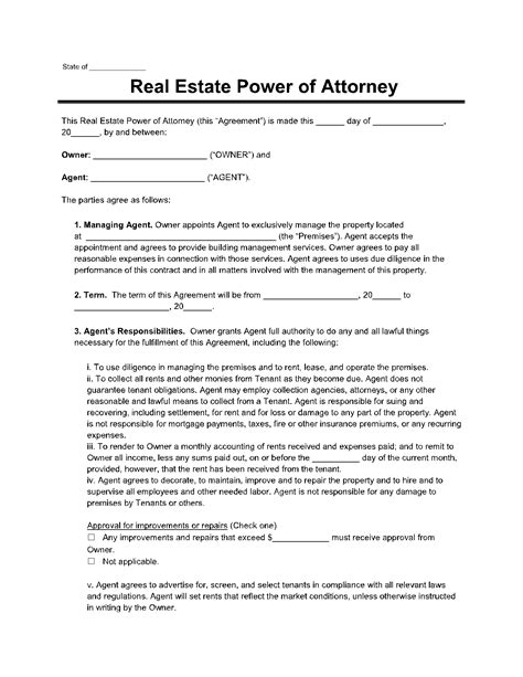 Real Estate Power Of Attorney