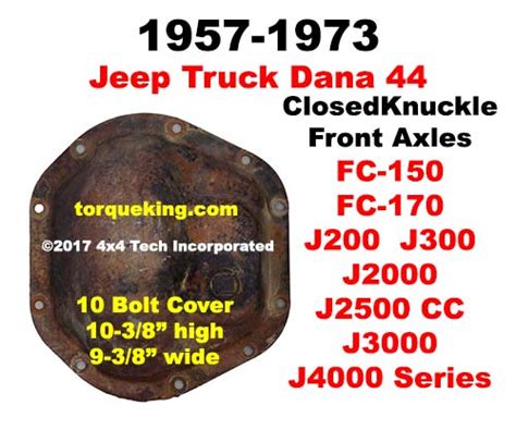 Dana 44 Axle Identification 1957 1965 Jeep Closed Knuckle Front Axles