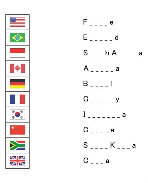 Different Countries Flag Worksheets World Flags With Names World