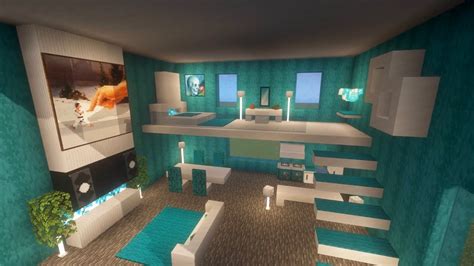 Minecraft Modern Interior How To Make A Blue Room Youtube