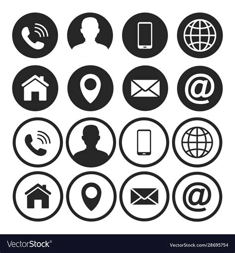 Business Card Contact Information Icons Royalty Free Vector