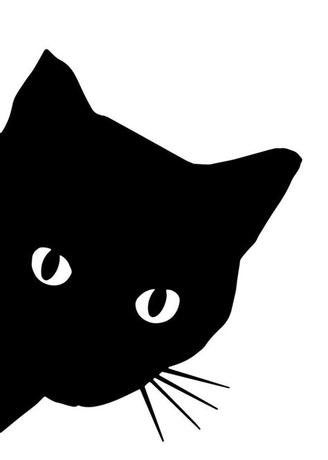 Peeking Black Cat Art Print Cat Art Print Funny Cat Art Etsy Black