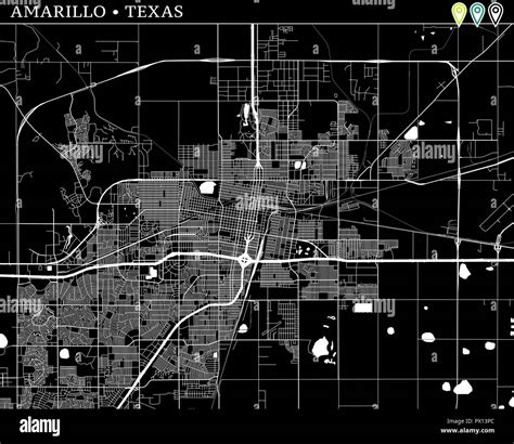 Simple Map Of Amarillo Texas Usa Black And White Version For