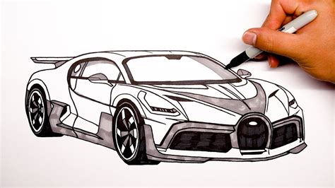 How To Draw A Car Bugatti Divo Step By Step 1 Youtube