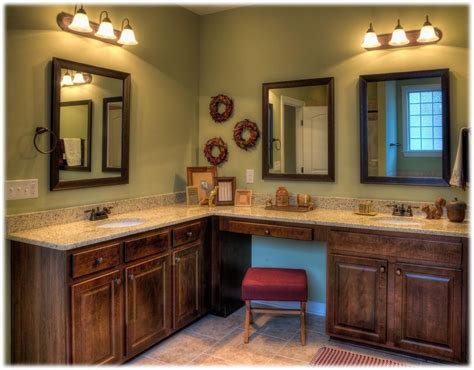 Double bathroom vanities come in lots of different shapes and sizes. Rustic Double Sink Bathroom Vanities | Corner bathroom ...