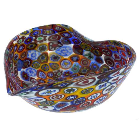Glassofvenice Murano Glass Millefiori Decorative Heart Bowl Multicolor