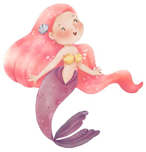 Watercolor Cute Mermaid Clipart Png 16626638 Png
