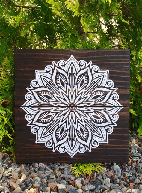 Mandala wall art made from ceramic. Wood Wall Art, Detailed Mandala, Modern Mandala, Painted ...