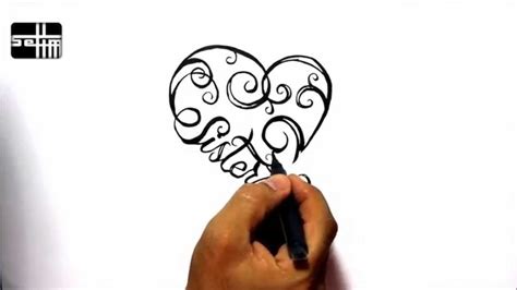 How To Draw Sisters Heart Tribal Tattoo Design Style