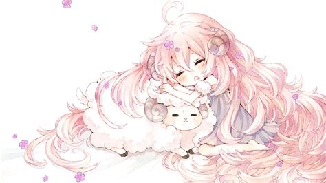 Download 1920x1080 Anime Girl Chibi Cute Sleeping Horns Pink Hair Wallpapers For Widescreen