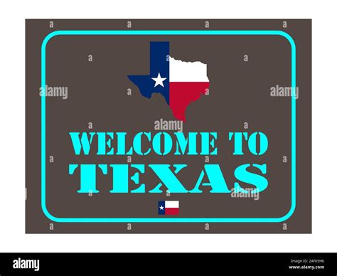 Welcome To Texas Sign With Flag Map Vector Illustration Eps 10 Stock