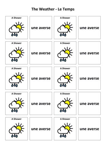 Weather French Vocabulary Card Sort Teaching Resources