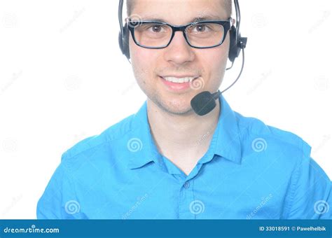 Young Male Call Center Operator In Suit Stock Image Image Of Male