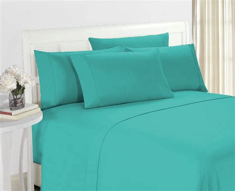 Woven Trends Bed Sheets: 6-Piece Hotel 1800 Series: Teal - Hotel 1800 Series: 6 Piece Set ...