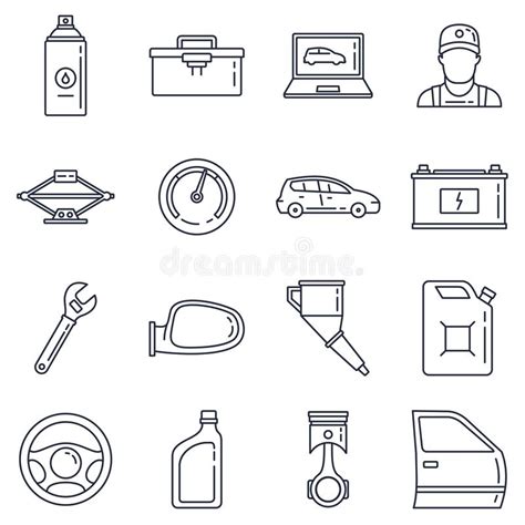 Set Vector Line Icons Car Service Stock Vector Illustration Of