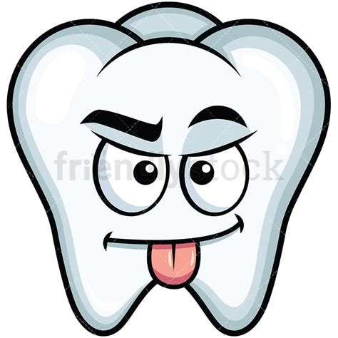 Sarcastic Tooth Emoji Cartoon Vector Clipart Friendlystock