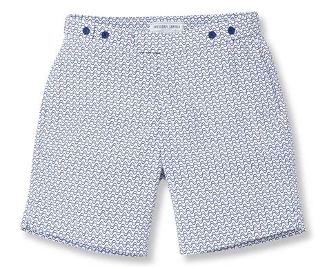 Navy Bluewhite Geometric Pattern Beach Shorts Wave Tailored Long