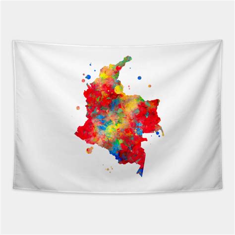 Colombia Map Watercolor Painting Colombia Tapestry Teepublic