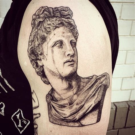 Ancient greeks thought that the griffin was a messenger from the gods. apollo for reece #tattoo #dotwork #bust #statue #sculpture ...