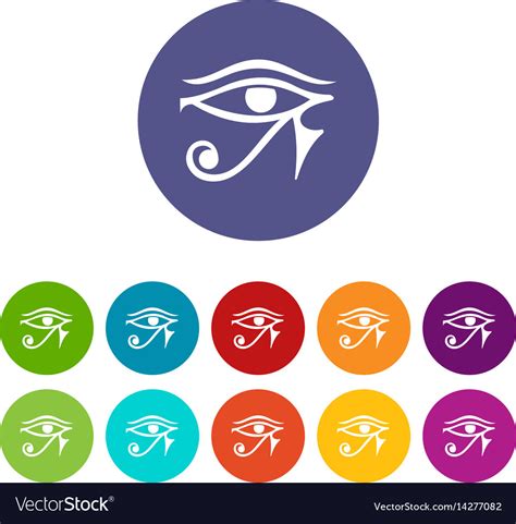 Eye Of Horus Egypt Deity Icons Set Flat Royalty Free Vector