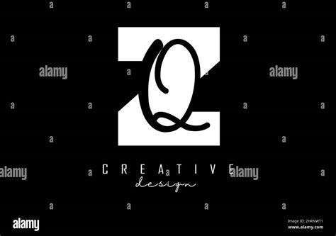 Logotipo Zq De Letras Blancas Y Negras Con Un Diseño Minimalista