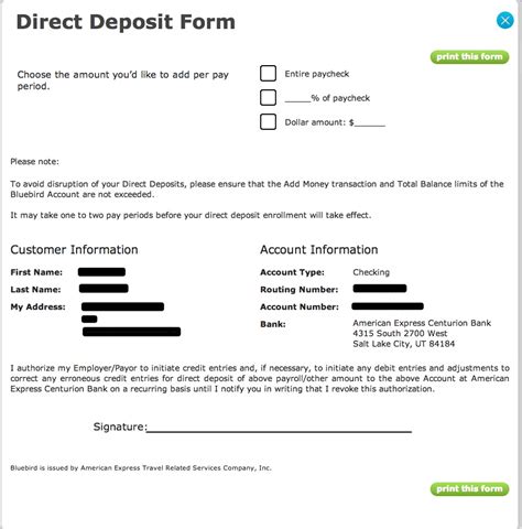 Maybe you would like to learn more about one of these? Walmart Bluebird Direct Deposit Form - American Express Bluebird Card Help