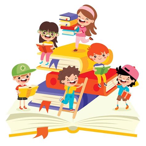 Ilustración Vectorial De Libro De Lectura Para Niños Vector Premium