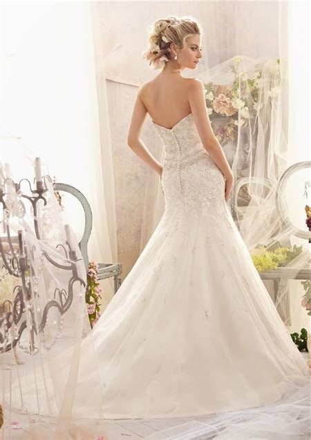 Fit And Flare Mermaid Sweetheart Tulle Lace Beaded Wedding Dress With