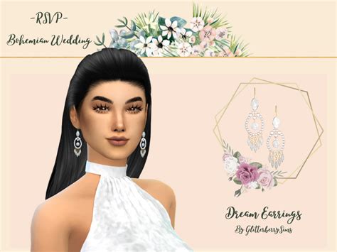 The Sims Resource Bohemian Wedding Dream Earrings