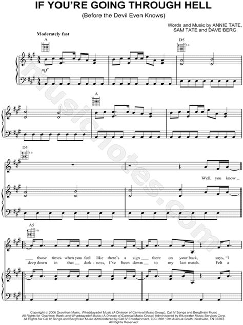 Rodney Atkins If Youre Going Through Hell Sheet Music In A Major