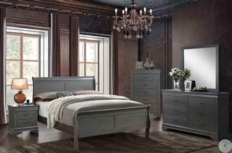 Louis Philippe Iii Gray Sleigh Bedroom Set From Furniture Of America