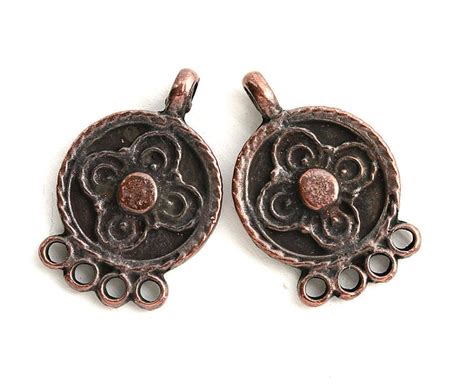 Copper Earring Connectors Chandelier Round Charms With Loop Etsy