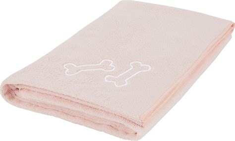 Frisco Embroidered Bones Microfiber Dog Bath Towel Pink Large