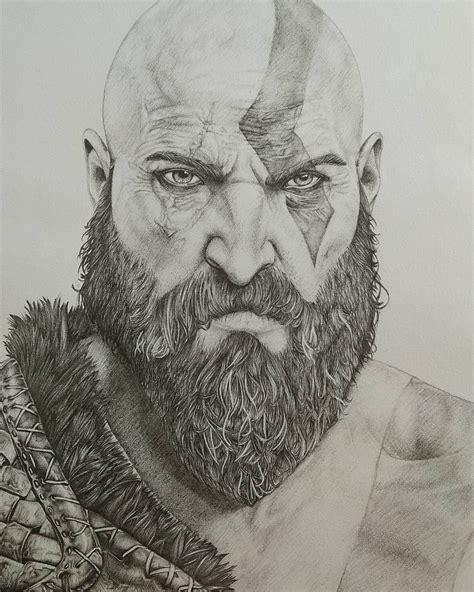 God Of War Drawing In Pencil