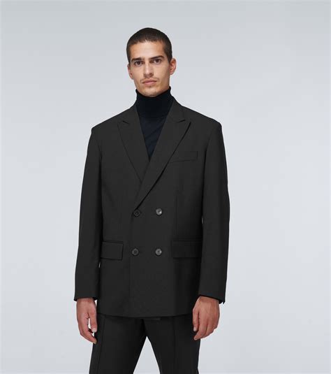 Valentino Double Breasted Wool Blend Blazer In Black For Men Lyst