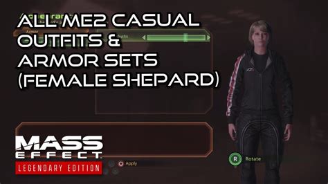 All Mass Effect 2 Casual Outfits And Armor Sets Female Shepard Mass