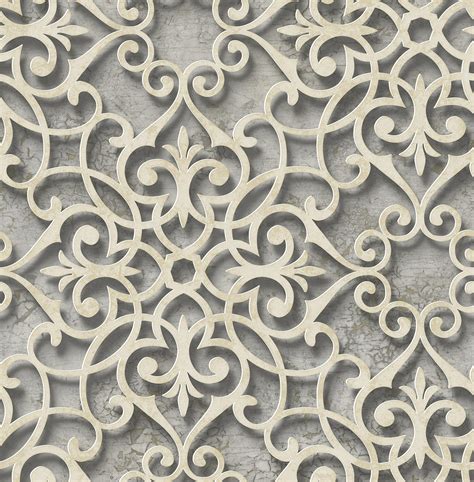 Lace Medallion Wallpaper In Steel Ds60908 By Wallquest The Savvy