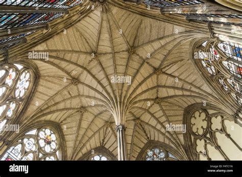 England London Westminster Abbey The Chapter House Ceiling Stock
