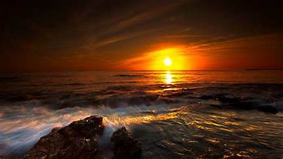 Horizon Wallpapers Ocean Sunset Sea Golden Rocks
