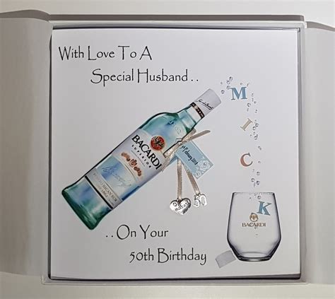 Personalised 50th Birthday Card Husband Wife Partner Rum Drinking Any