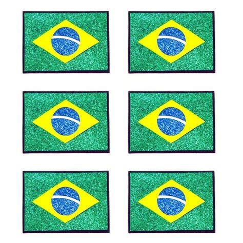 Aplique Bandeira Do Brasil Com Gliter 6 Unidades Maxfesta