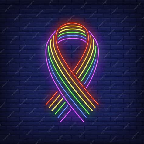 Free Vector Ribbon With Lgbt Rainbow Neon Sign