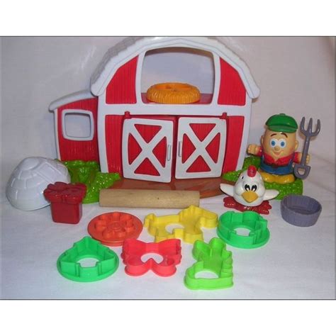 Play Doh Farmbarn Set~extruder Farmer And Chicken~animal Cuttersplaydoh