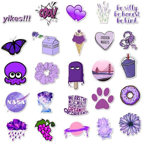 50pcs Purple Sticker Girls Vsco Bomb Scrapbooking Journal Etsy