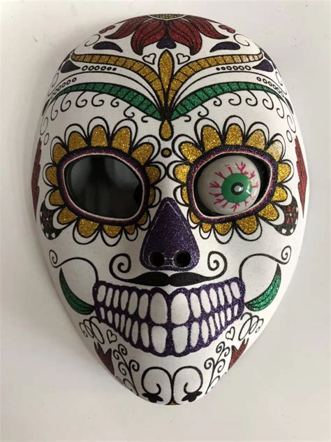 Day Of The Dead Adult Full Face Mask Mexican Sugar Skull Glitter Mask