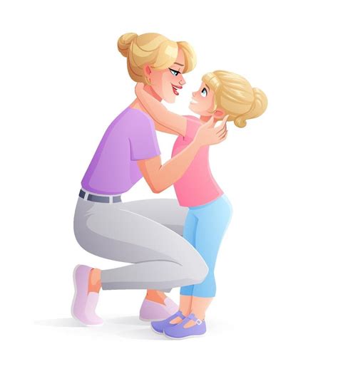 Mother Hugging Her Daughter Vector Illustration 3430775 Vector Art At Vecteezy