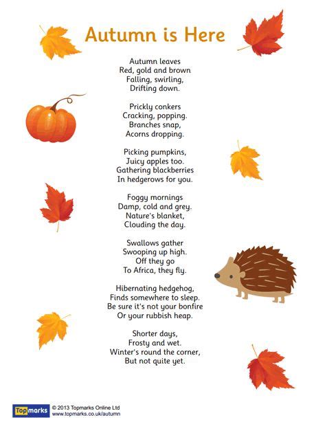 Autumn Is Here Inspirational Poem For Use In The Primary Classroom