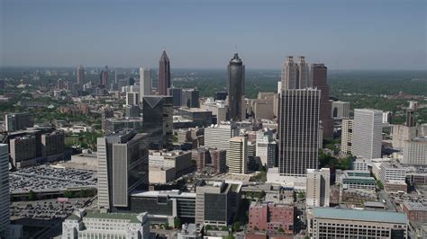 5k Stock Footage Aerial Video Approaching Downtown Atlanta From Midtown