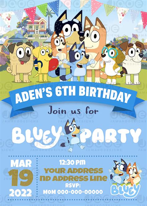 Invitations Invitations And Announcements Bluey Birthday Digital